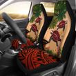Kanaka Maoli (Hawaiian) Car Seat Covers - Polynesian Turtle Coconut Tree And Plumeria Red