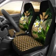 Kanaka Maoli (Hawaiian) Car Seat Covers, Polynesian Plumeria Banana Leaves Gold A02