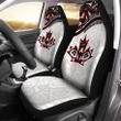 Canada Day Car Seat Covers - Haida Maple Leaf Style Tattoo White