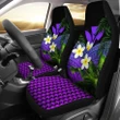 Kanaka Maoli (Hawaiian) Car Seat Covers, Polynesian Plumeria Banana Leaves Purple A02