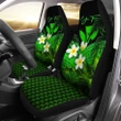 (Custom) Kanaka Maoli (Hawaiian) Car Seat Covers, Polynesian Plumeria Banana Leaves Green Personal Signature