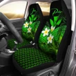 (Custom) Kanaka Maoli (Hawaiian) Car Seat Covers, Polynesian Plumeria Banana Leaves Green Personal Signature A02