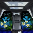 (Custom) Kanaka Maoli (Hawaiian) Car Seat Covers, Polynesian Plumeria Banana Leaves Blue Personal Signature A02