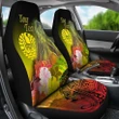 Tahiti Custom Personalised Car Seat Covers - Humpback Whale with Tropical Flowers (Yellow)- BN18
