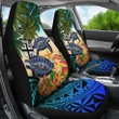 Fiji Car Seat Covers - Polynesian Turtle Coconut Tree And Plumeria A24