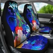 Tahiti Custom Personalised Car Seat Covers - Humpback Whale with Tropical Flowers (Blue)- BN18