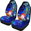Tahiti Custom Personalised Car Seat Covers - Humpback Whale with Tropical Flowers (Blue)- BN18