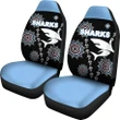 Cronulla Car Seat Covers Sharks Simple Indigenous - Black A7