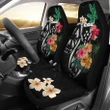 Kosrae Car Seat Covers Coat Of Arms Polynesian With Hibiscus