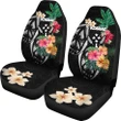 Kosrae Car Seat Covers Coat Of Arms Polynesian With Hibiscus TH5