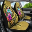 Guam Polynesian Car Seat Covers - Floral With Seal Gold - BN12