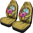 Guam Polynesian Car Seat Covers - Floral With Seal Gold - BN12