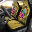 Guam Polynesian Car Seat Covers - Floral With Seal Gold