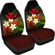 Kanaka Maoli (Hawaiian) Car Seat Covers, Polynesian Plumeria Banana Leaves Red