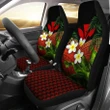 Kanaka Maoli (Hawaiian) Car Seat Covers, Polynesian Plumeria Banana Leaves Red A02