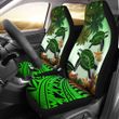 Kanaka Maoli (Hawaiian) Car Seat Covers - Polynesian Turtle Coconut Tree And Plumeria Green