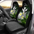 (Custom) Kanaka Maoli (Hawaiian) Car Seat Covers, Polynesian Plumeria Banana Leaves Gray Personal Signature A02