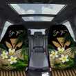 (Custom) Kanaka Maoli (Hawaiian) Car Seat Covers, Polynesian Plumeria Banana Leaves Gold Personal Signature A02