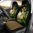 (Custom) Kanaka Maoli (Hawaiian) Car Seat Covers, Polynesian Plumeria Banana Leaves Gold Personal Signature