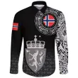 1sttheworld Long Sleeve Button Shirt - Norway Coat Of Arms A31