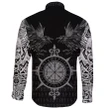Vikings Long Sleeve Button Shirt - Odin� Ravens Tattoo Style A27
