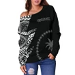 Chuuk Pattern Women's Off Shoulder Sweater , Black Style , Fsm , Bn912