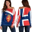 Norway Women's Off Shoulder Sweater , Flag of Norway , BN24