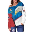 Serbia Women Off Shoulder Sweater White Eagle Version K12