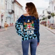 Fiji Polynesian Women's Off Shoulder Sweater Coat Of Arms Th5