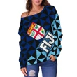 Fiji Polynesian Women's Off Shoulder Sweater Coat Of Arms Th5