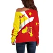 1sttheworld Tigray Off Shoulder Sweater, Tigray Flag Maps Red A10