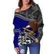 American Samoa Off Shoulder Sweater Fall In The Wave K7