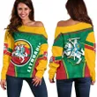 Lithuania , Lietuva Off Shoulder Sweater Circle Stripes Flag Proud Version