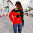 Albania Women Off Shoulder Sweater Red Braved Version K12