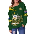 1sttheworld Australia Women's Off Shoulder Sweater, Australia Coat Of Arms Green A10