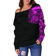 Polynesian Chest Tattoo Off Shoulder Sweater Pink A7