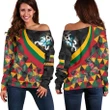Lithuania Women's Off Shoulder Sweater , Lithuania Coat Of Arms with Flag Color