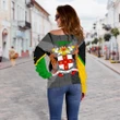 Jamaica Lion Flag And Coat Of Arm Women's Off Shoulder Sweater , J4