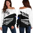 New Zealand Women's Off Shoulder Sweater , Silver Fern Koru