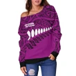 New Zealand , Aotearoa Off Shoulder Sweater (Pink) A6