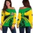 Jamaica Off Shoulder Sweaters, Jamaica Round Coat Of Arms Lion Women