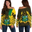 Ghana Coat Of Arm Kente Women's Off Shoulder Sweater ,