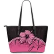 (Custom) Polynesian Leather Tote Bag Hibiscus Personal Signature Pink