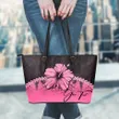 (Custom) Polynesian Leather Tote Bag Hibiscus Personal Signature Pink A02