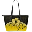 (Custom) Polynesian Leather Tote Bag Hibiscus Personal Signature Yellow