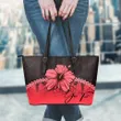 (Custom) Polynesian Leather Tote Bag Hibiscus Personal Signature Red A02