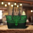 Polynesian Leather Tote Bag Dark Green A7