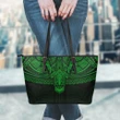 Polynesian Leather Tote Bag Dark Green
