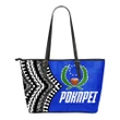 Pohnpei Flag Leather Tote Micronesian Pattern