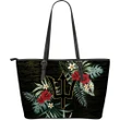 Barbados Hibiscus Leather Tote Bag
